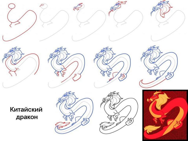 Как нарисовать дракона карандашом поэтапно? Рисуем дракона легко и просто | Рисунки для срисовки