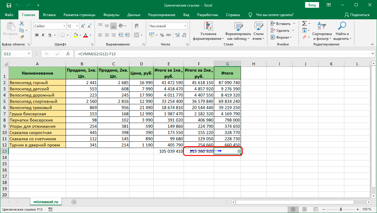 Циклическая ссылка в Excel. Как найти и удалить — 2 способа | Статьи по  EXCEL