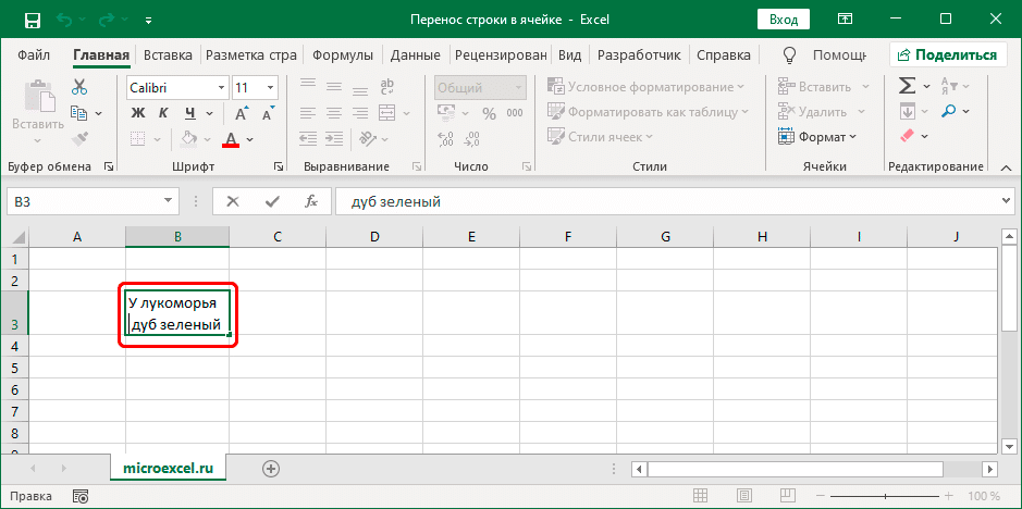 Перенос строк текста в ячейке Excel — MS Excel